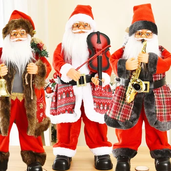 

New Electric Toys Santa Claus Decorative Doll Ornaments Sing Rocking Music Christmas Home Decoration Children's Gifts 68x21 Cm