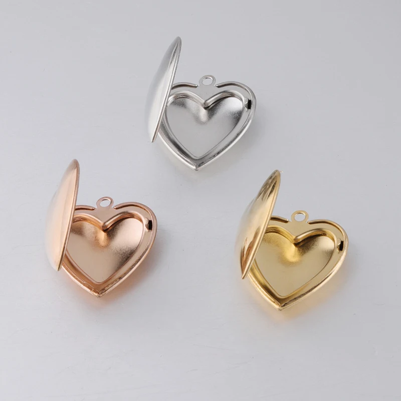

2pcs/lot Stainless Steel Heart Shape Couple Photo Frame Pendant for DIY Exquisite Memory Charms Locket Necklace Jewelry Findings