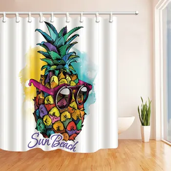 

Shower Curtain Multifunctional 70X70 Inch hot selling "Pow" Personality Pineapple Antibacterial Polyester (with hooks)