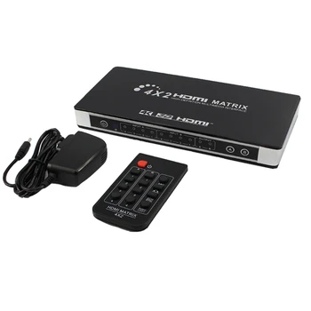 

Hd 4K 1080P Hdmi Matrix 4X2 Switch Splitter Edid Hifi Matrix with Ir Remote Control Audio 4Kx2K 30Hz Supports-Eu Plug