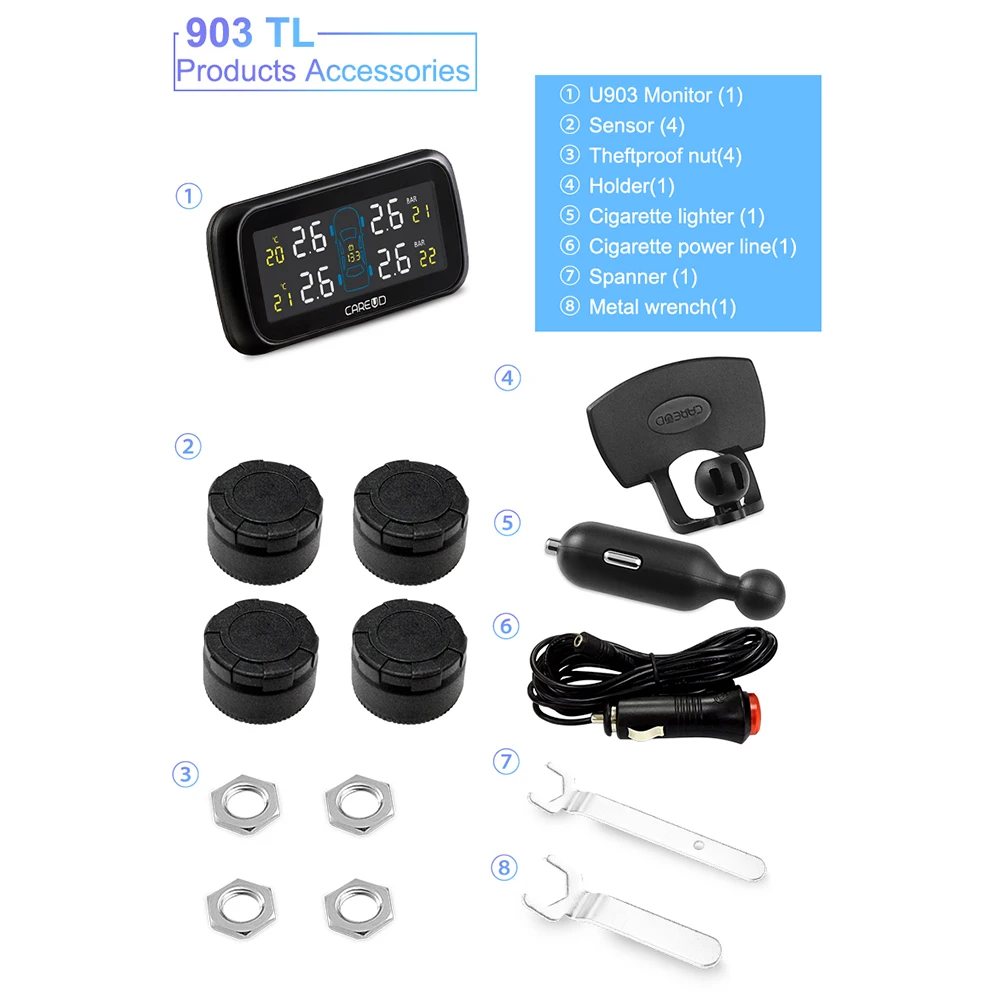 Автомобиль U903 TPMS система контроля давления в шинах прикуриватель цифровой ЖК-дисплей автоматическая система охранной сигнализации s давление в шинах 5
