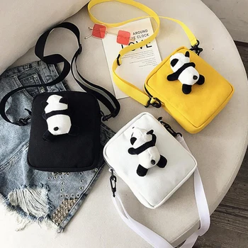

Cute Panda Doll Messenger Bags Women Shoulder Bag Canvas Travel Organizer Small Flap Bag Women Handbags Dolls