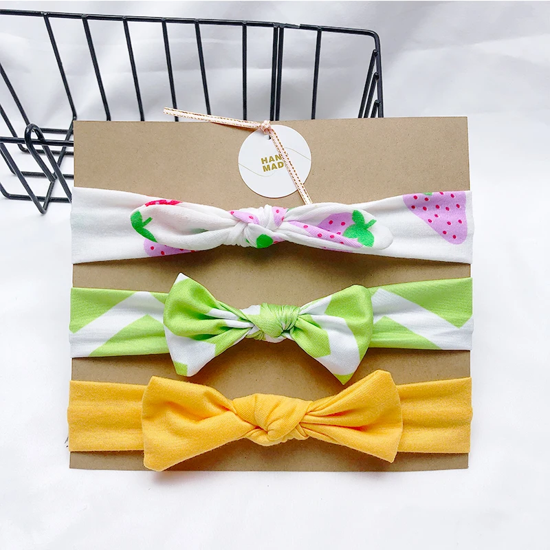 baby accessories clipart 3pcs/lot Dot/stripe/Print Flower Cartoon Bow Elastic Headbands Toddler Turban Hair Band Baby Girl Bows Hair Accessories Baby Accessories discount