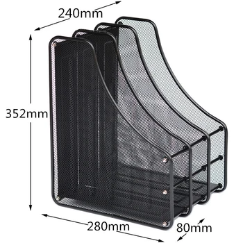 

Metal Mesh Magazine Storage Rack Freestanding File Holder Desktop Book Shelf 3 Grids Simple Office Supplies