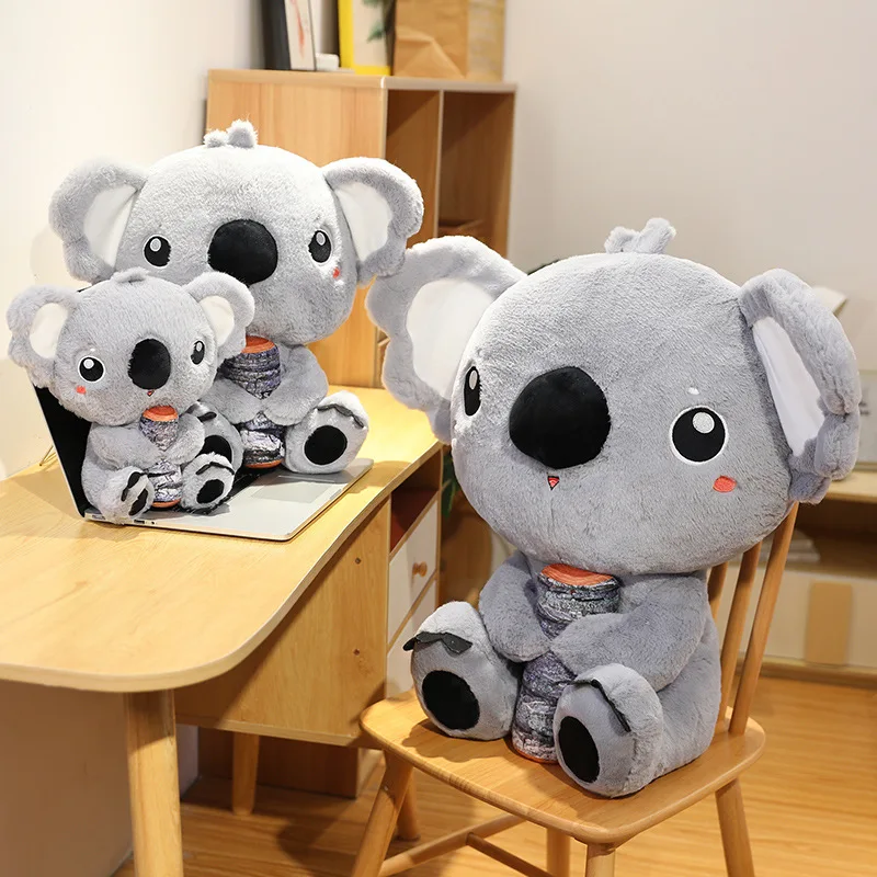 Cute Plush Koalas Toy Stuffed Animal Koala Hold Tree Stump 30cm 45cm