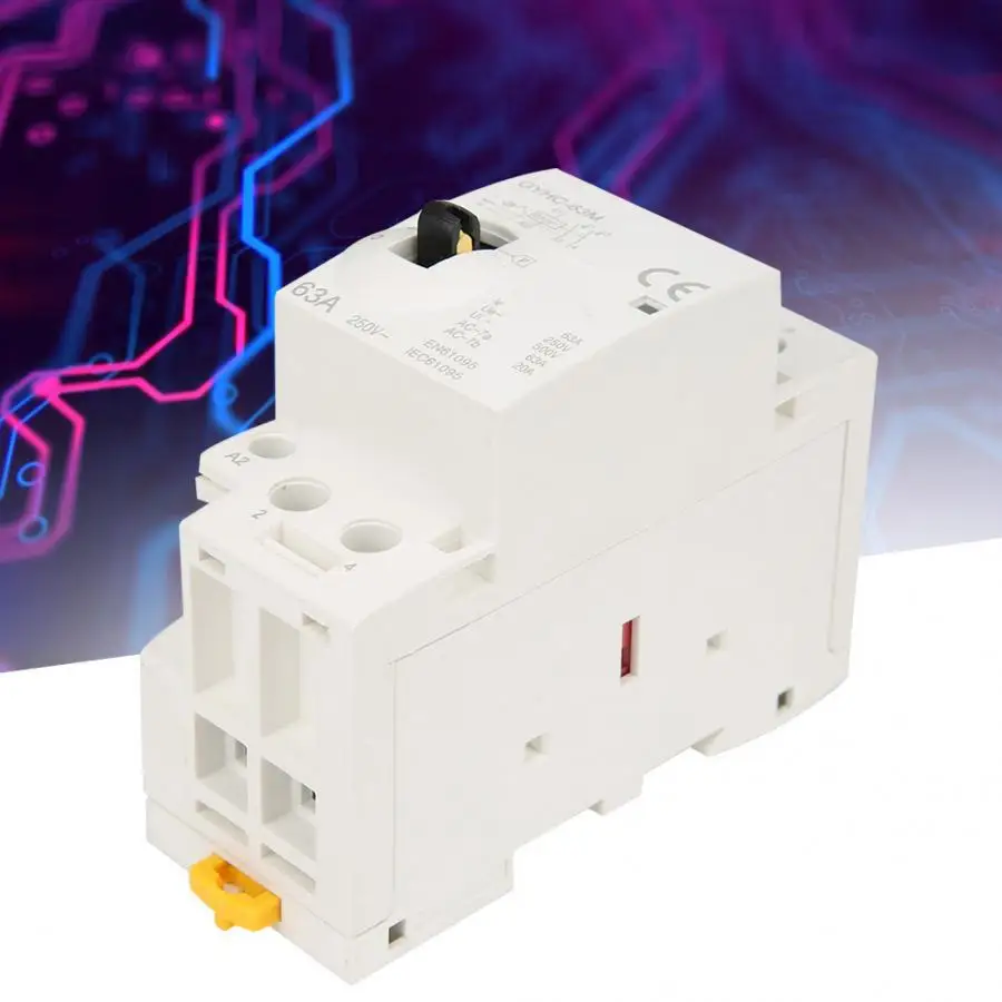 

2P Manual AC Contactor 63A 220V 50Hz DIN Rail Household Contactor with Manual Control Switch 2NO 2NC