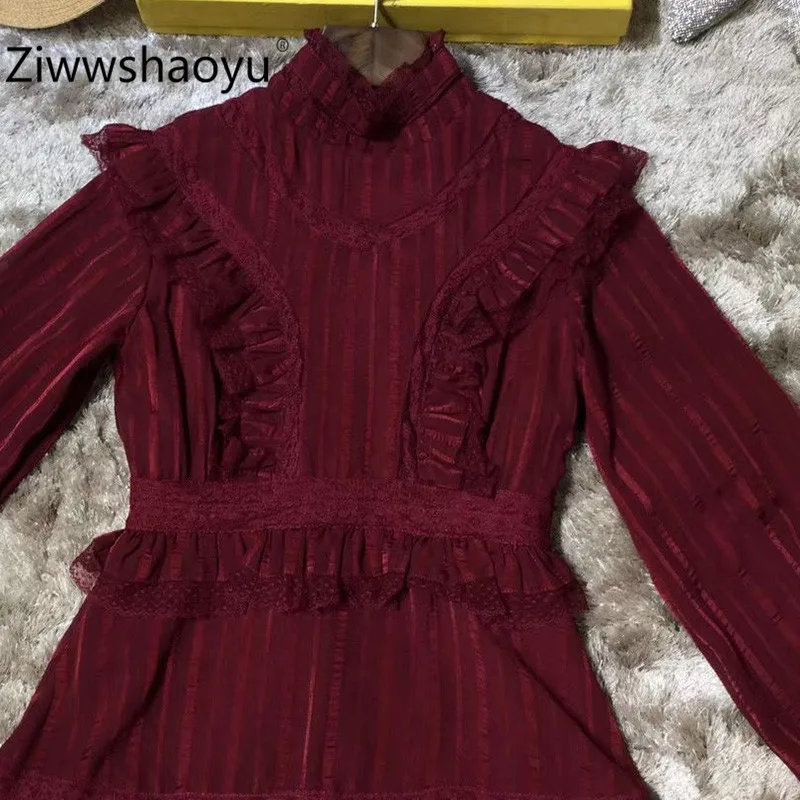 Ziwwshaoyu женские осенне-зимние Подиумные платья Длинные рукава каскадные оборки вечерние элегантные миди платья