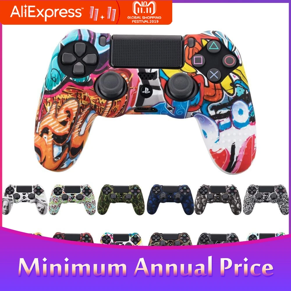 

BEESCLOVER Case Graffiti Studded Dots Silicone Rubber Gel Skin for Sony PS4 Slim/Pro Controller Cover Case for Dualshock4 r20