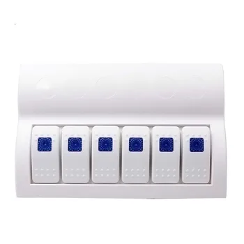 

Switch Panel 6 Gang Switches DC12 / 24V 3PIN Waterproof Rocker Switch Panel Circuit Breakers For Boat Marine RV Car-Styling