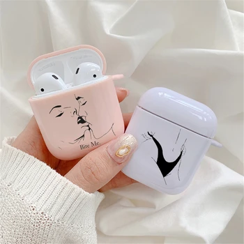 

Funny sexy Kiss Abstract Art Lines Fashion Case for Airpods 2 1 Earphone Women Cover for Airpods Soft Candy Color Fundas Coque