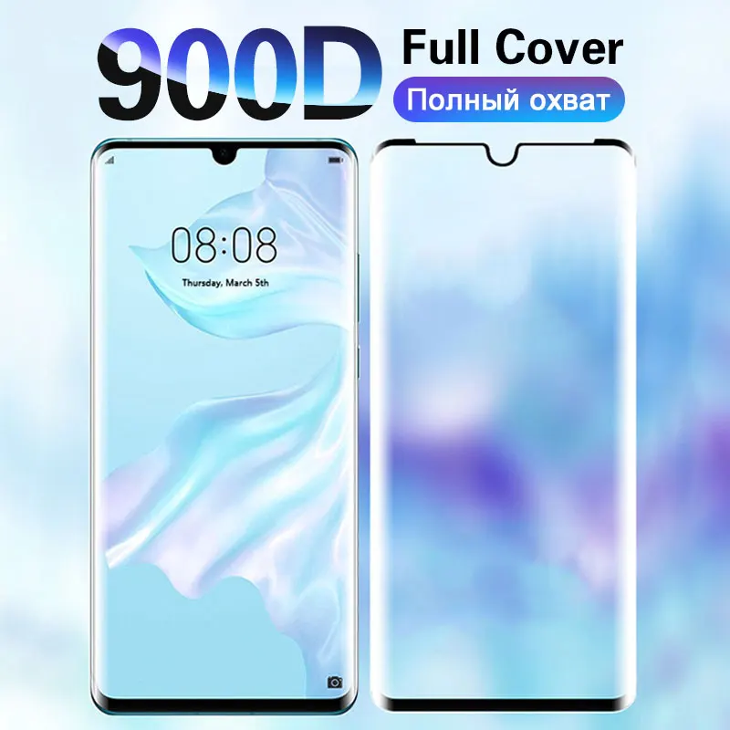 

900D Tempered Screen Glass For Huawei P30 P20 Honor 9 Pro Full Curved Edge Screen Protector Mate 20 30 Pro Lite Protective Glass
