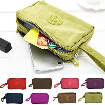 

2020 Fashion Womens Solid 3 Layer Canvas Phone Bag Short Wallet Three-Layer Zipper Coin Card Key Purse fast shipping