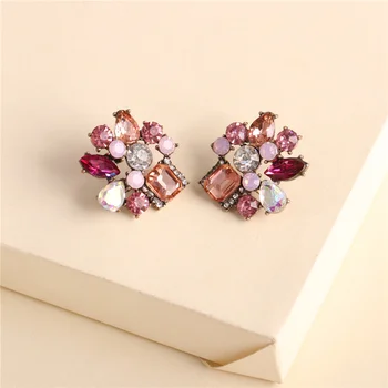 

FASHIONSNOOPS Vintage Antique Golden Transparent Rhinestone Earrings For Women Bijoux Brincos Women's Party Gift