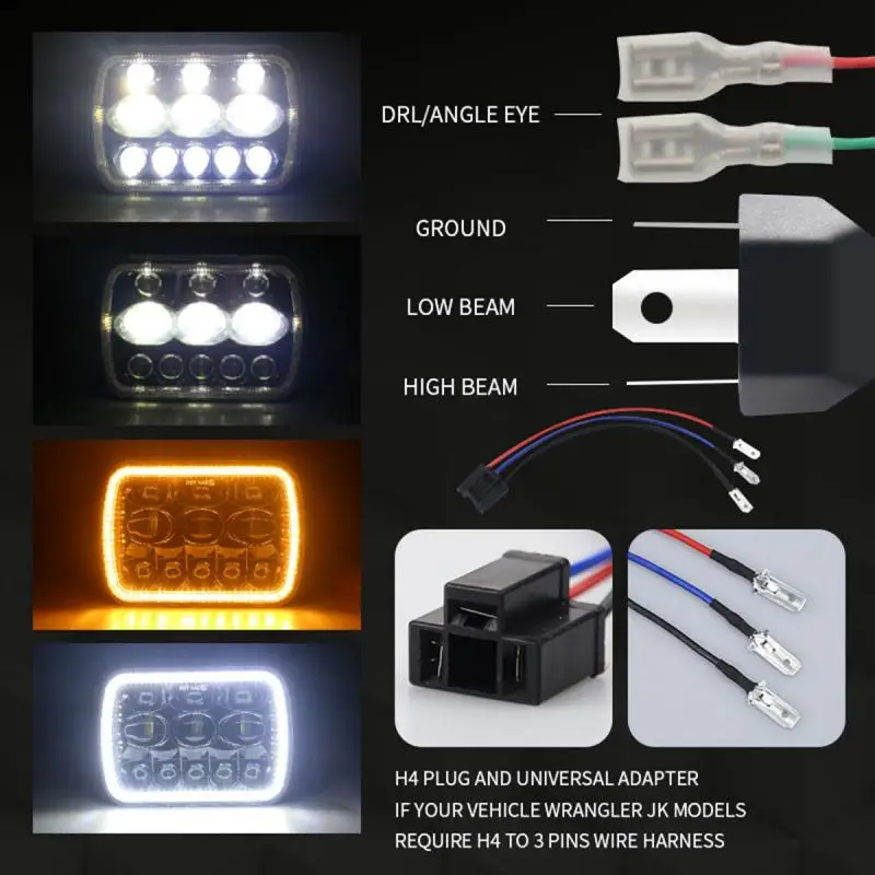 7x6 5x7 дюймов светодиодный головной светильник s 300W 30000LM 6000K IP67 Высокая Низкая фары дальнего и ближнего света светильник рабочий светильник для Jeep Cherokee XJ