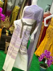 Без бретелек шаль без рукавов тайский стиль платье свадебное платье Pha Sin традиционная одежда Женский комплект