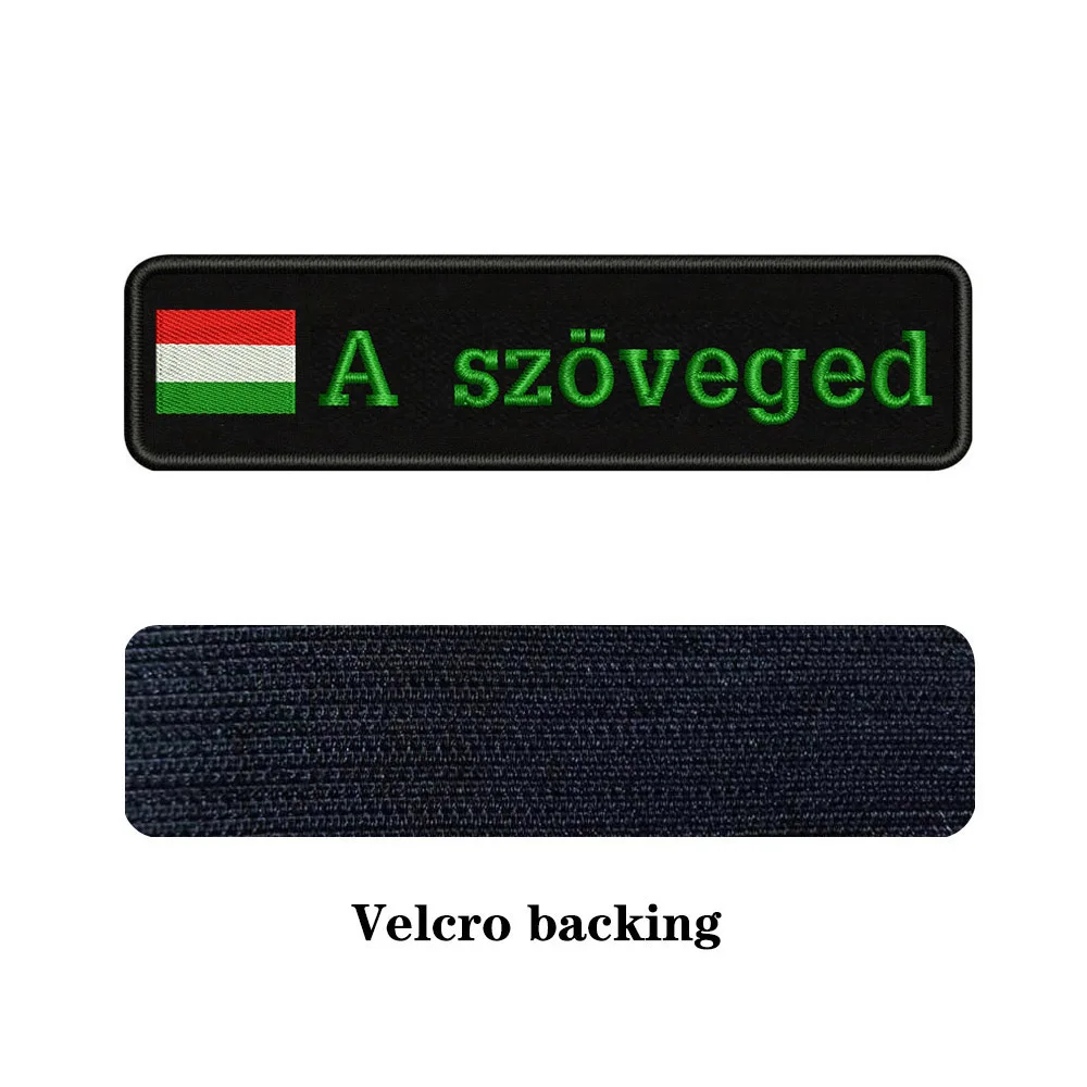 green-Velcro Таможня вышивка Венгерский национальный флаг заплатка с текстом 10 см* 2,5 см значок Железная на или липучке Подложка для одежды брюки рюкзак шляпа - Цвет: green-Velcro