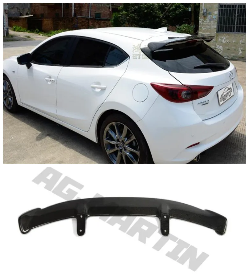 

High quality Carbon fiber /ABS Car Rear Trunk Lip Spoiler Wing Fits For Mazda 3 AXELA Hatchback 2014 2015 2016 2017 2018 2019