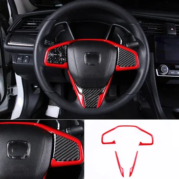 

3pcs Steering Wheel Cover Trim Red AUTO Interior For Honda Civic 2016-2020 10th DIY
