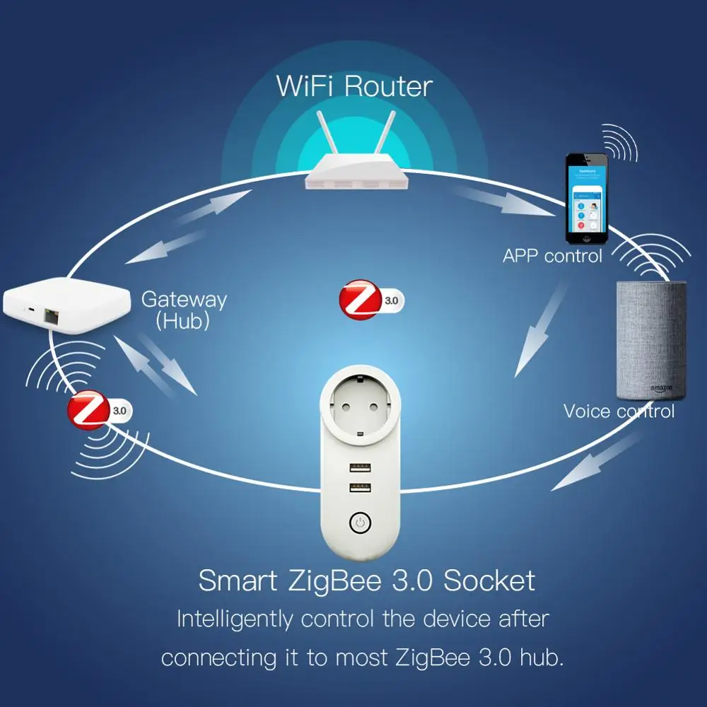 Умная розетка Zigbee с USB и европейской вилкой управления Tuya для России Кореи Польши