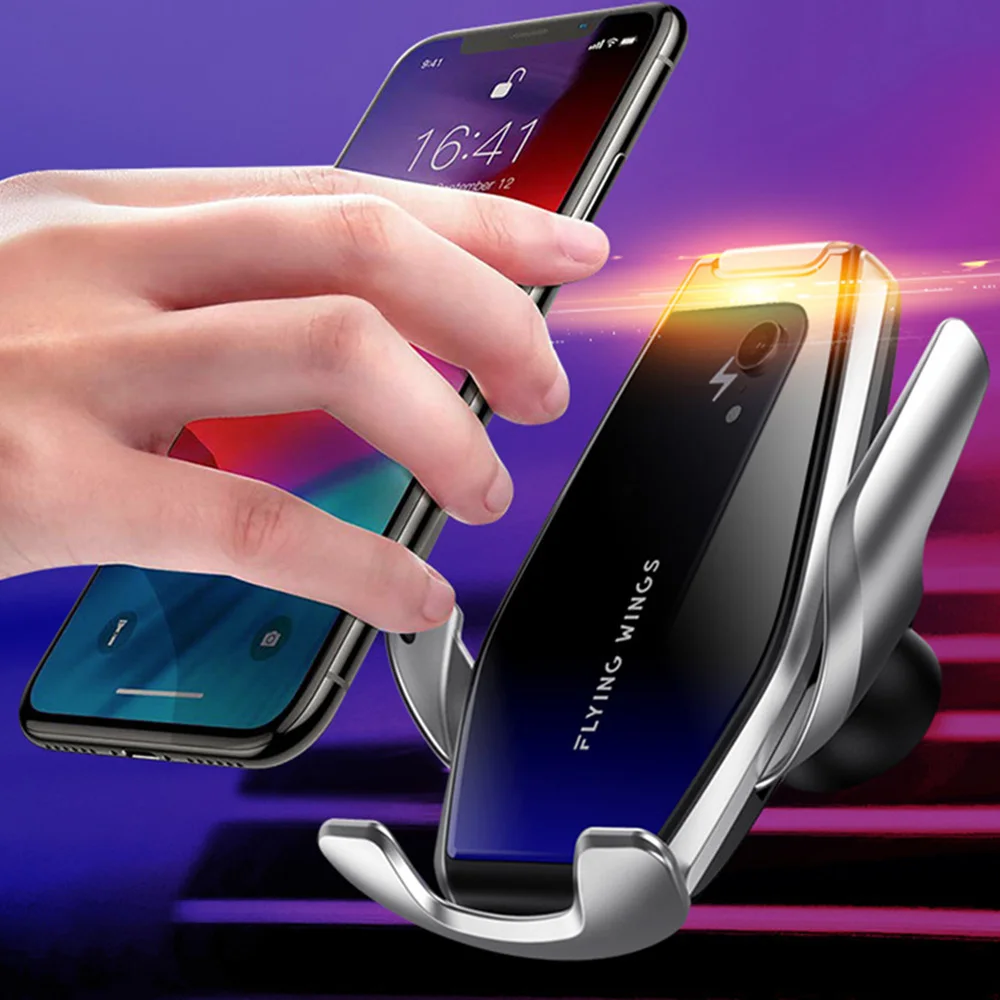 

S7 Automatic Clamping Car Wireless Charger 15W Quick Charge for Iphone 11 Pro XR XS Huawei P30 Pro Infrared Sensor Phone Holder