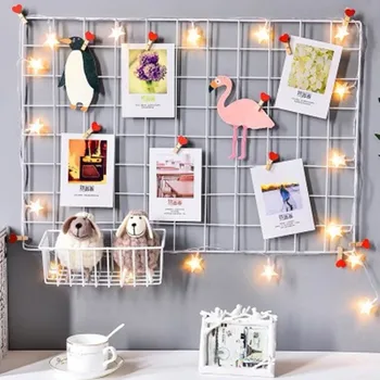 

Nordic Ins Home Wall Decoration Iron Grid Decor Photo Frame Postcards DIY Wall Art Display Storage Rack Holder Shelf Organizer