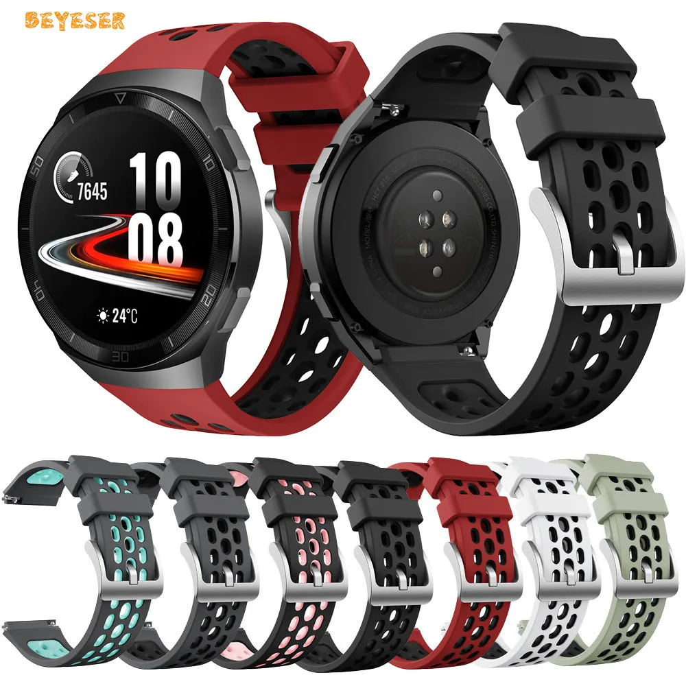 

22mm Sport Silicone Watch Strap For Huawei watch GT 2e Smartwatch Band Replacement Watchband GT2e Soft Wristband Bracelet Belt