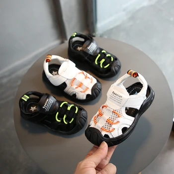 

CNFSNJ brand new Summer girls Boys Sandals Shoes Soft Leather Flat With Kids Children Baby Toddler Sneakers 21-30