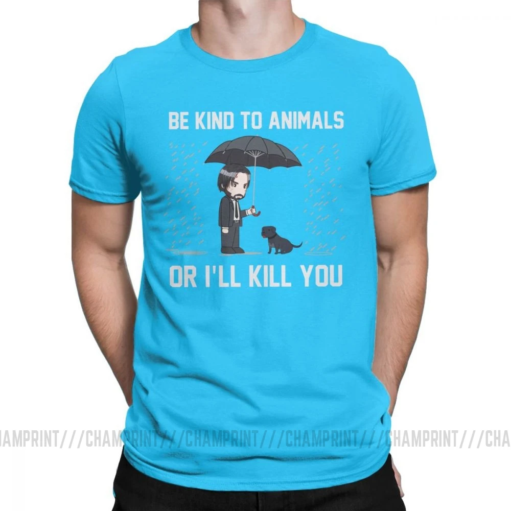 Мужские футболки John Wick Be kind to animals or Ill Kill You, футболки с коротким рукавом, топы, одежда, топы с круглым вырезом, хлопок, Подарочная футболка - Цвет: Королевский синий