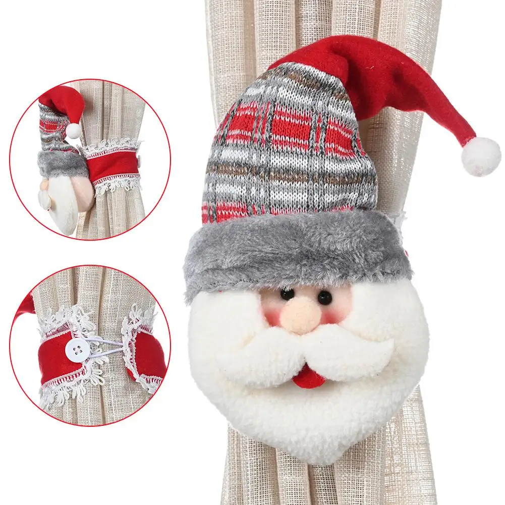 Прекрасный Санта Клаус Снеговик занавес пряжки Рождество украшения для дома год вечерние украшения ткань игрушки украшение стола куклы