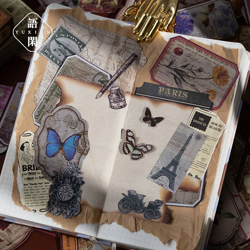 

60 pcs/box Time Travel Decorative Notes Stickers Scrapbooking Label Diary Stationery Album Phone Vintage plant Journal Planner