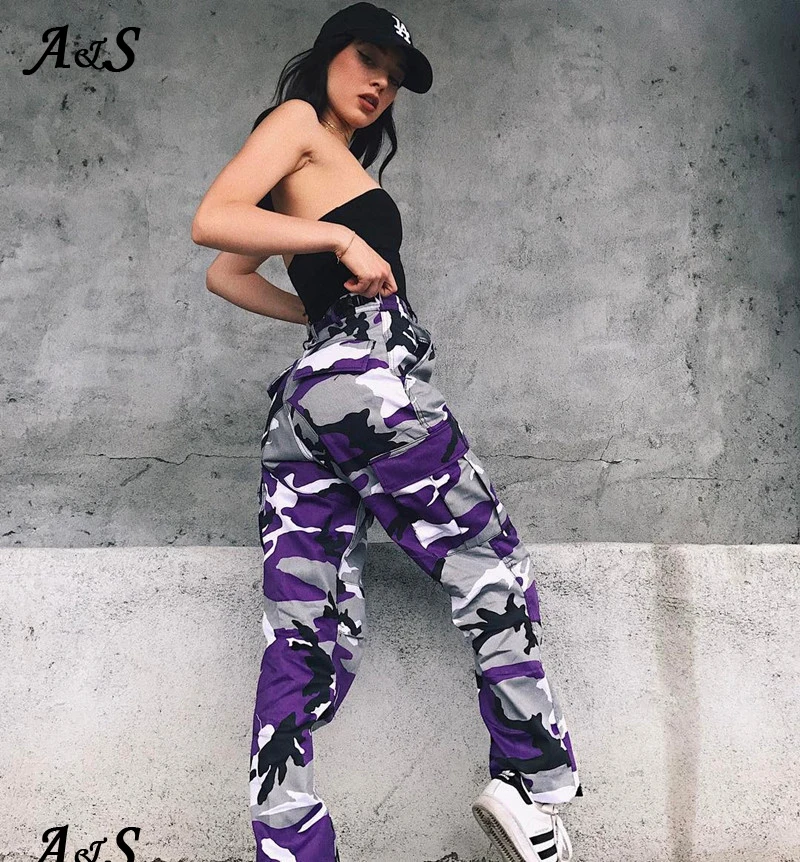 

Anbenser 2020 Fashion Women Loose Casual Pants High Waist Camouflage Military Loose Camo Long Pants Hip Hop Trousers Plus Size