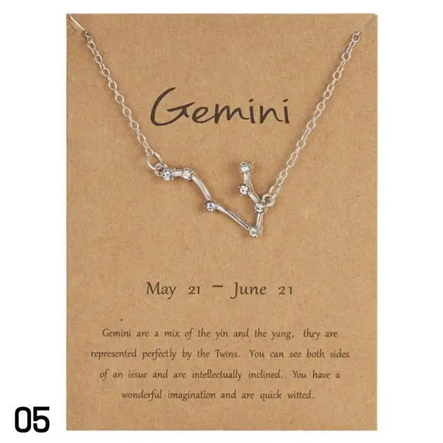 New Clavicle Chain Silver Tone Crystal Zodiac Constellation Horoscope Necklace