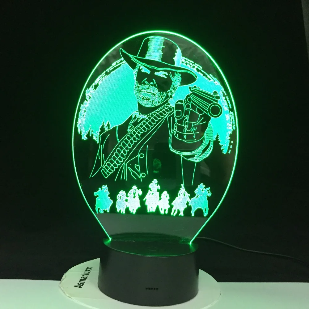 Красный Dead Redemption Декор для спальни игровой USB ночной Светильник lamparas для рождественского подарка аксессуары для домашнего декора 3D Светодиодная лампа Прямая поставка