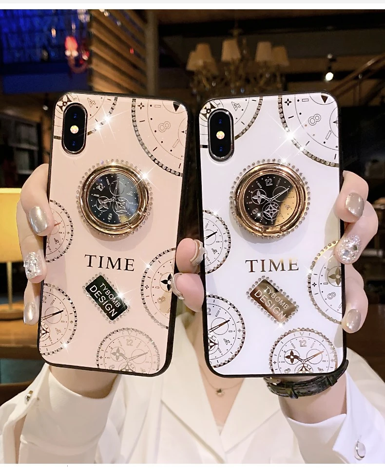 

For Apple iphone 11 Case Luxury Diamond clock With Ring Stand protective back cover case for iphone 11 Pro Max iphone11 11Pro