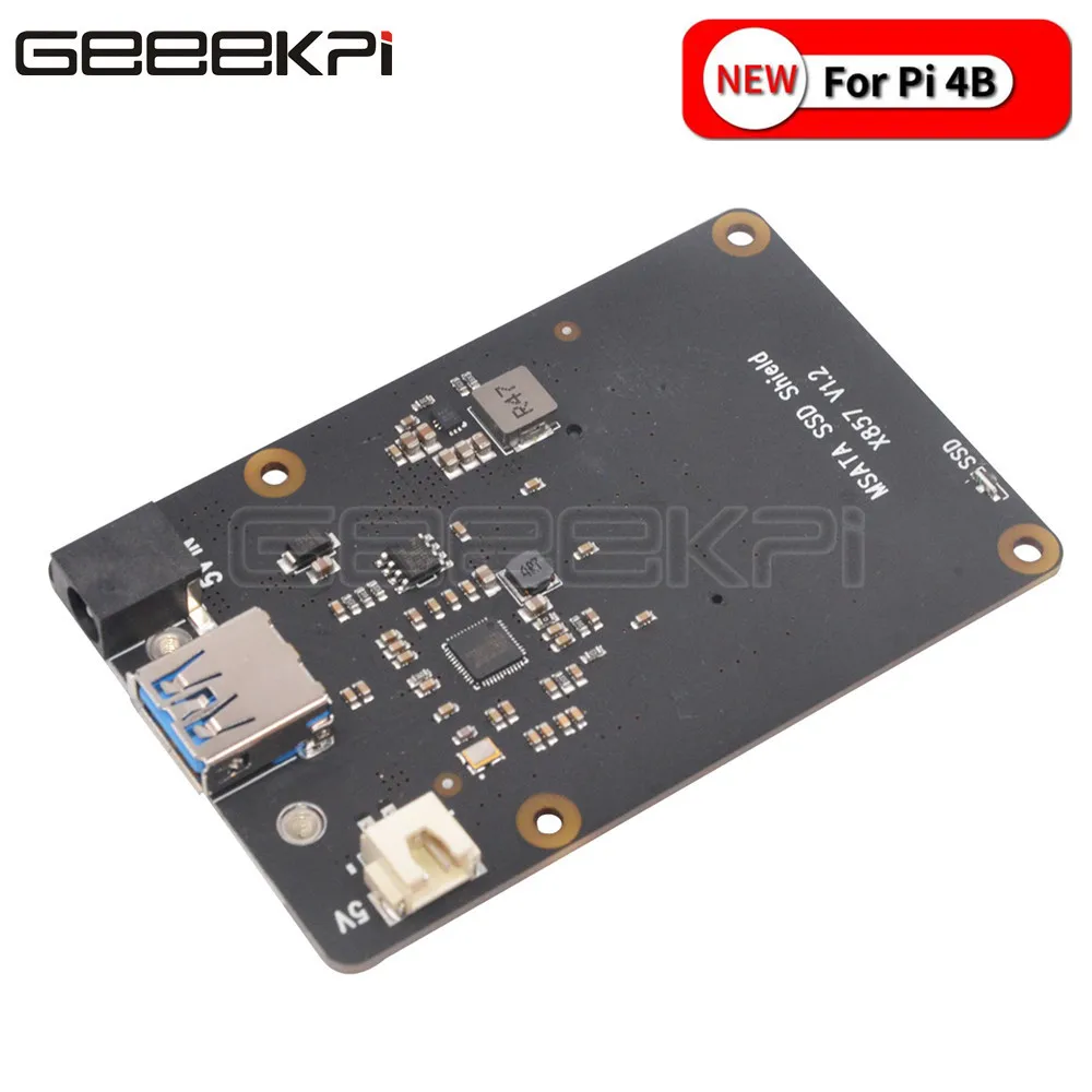 GeeekPi Новинка! Плата расширения для SSD накопителя Raspberry X857 V1.2 mSATA Pi 4B ( 4 модели