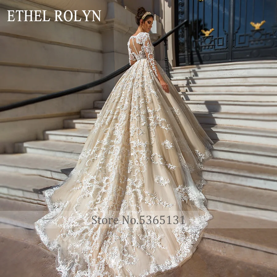 ETHEL ROLYN Luxury Wedding Dresses For Women 2023 Beaded Lace Appliques Sexy V-neck Princess Bride Gowns Vestido De Noiva