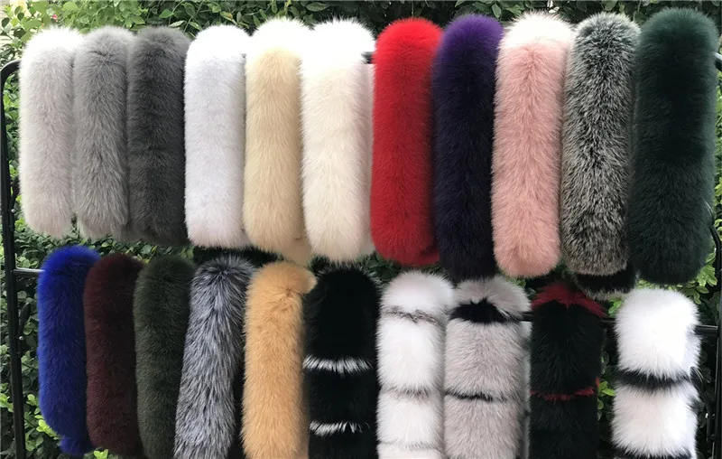 Genuine Fox Fur Scarves Collar Winter Natural Real Fox Fur Collar Scarf for Women coat Warm Hood Fur Scarf shawl Female