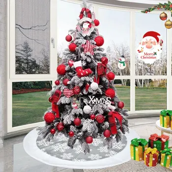 

Christmas Tree Skirt Snowflake Print Christmas Tree Foot Cover Carpet Mat For Home New Year Christmas Decoration Tree Skirts