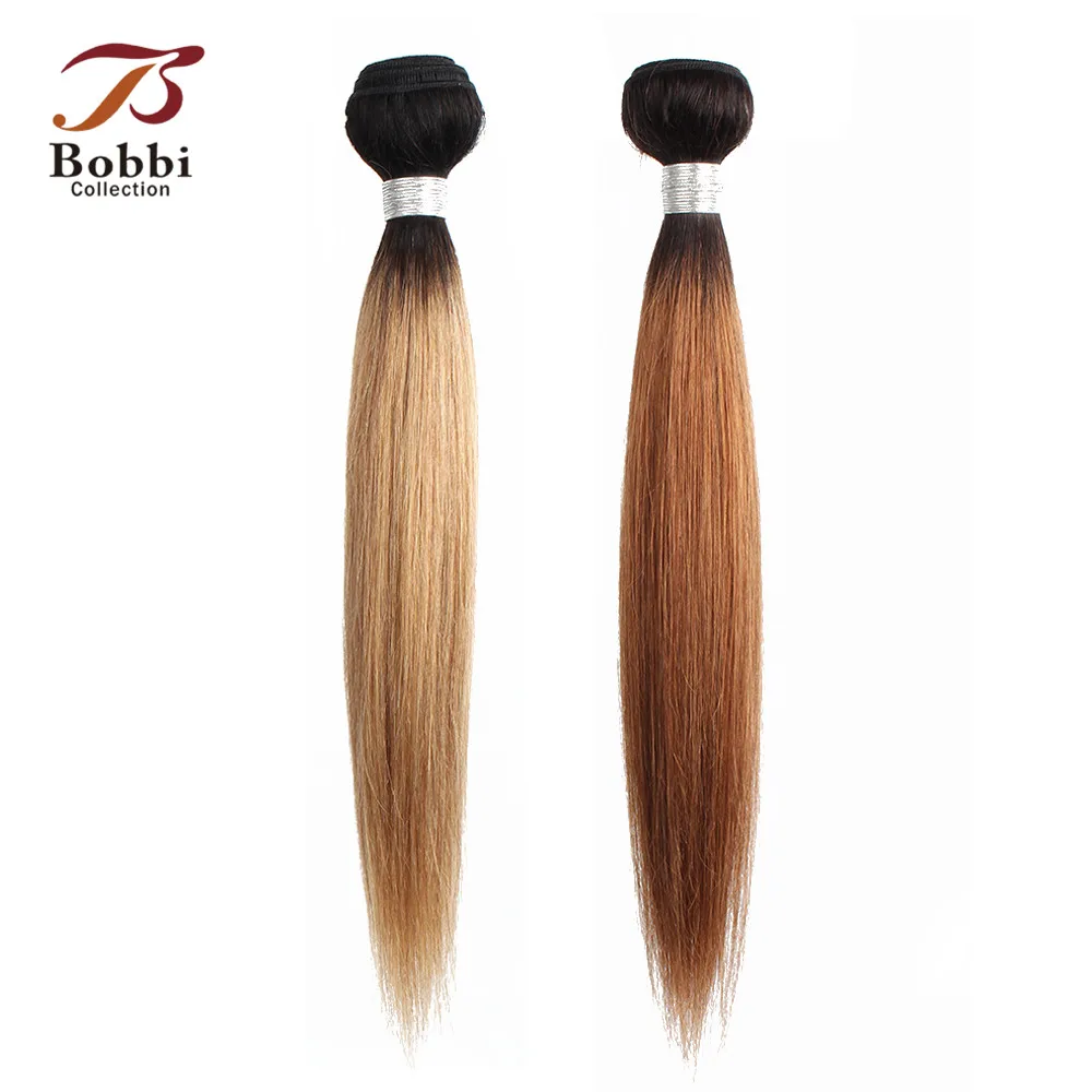 

Bobbi Collection 1 Bundle Ombre Hair Weave Bundles T 1B 27 Ombre Honey Blonde Brazilian Straight Non Remy Human Hair Extension