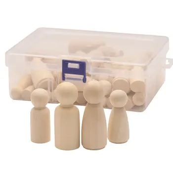 

Nice Gift 50Pcs/Box Male and Female Doll Bodies Decorations Wooden Nature Color DIY Color Painting Kids Toys Peg Dolls