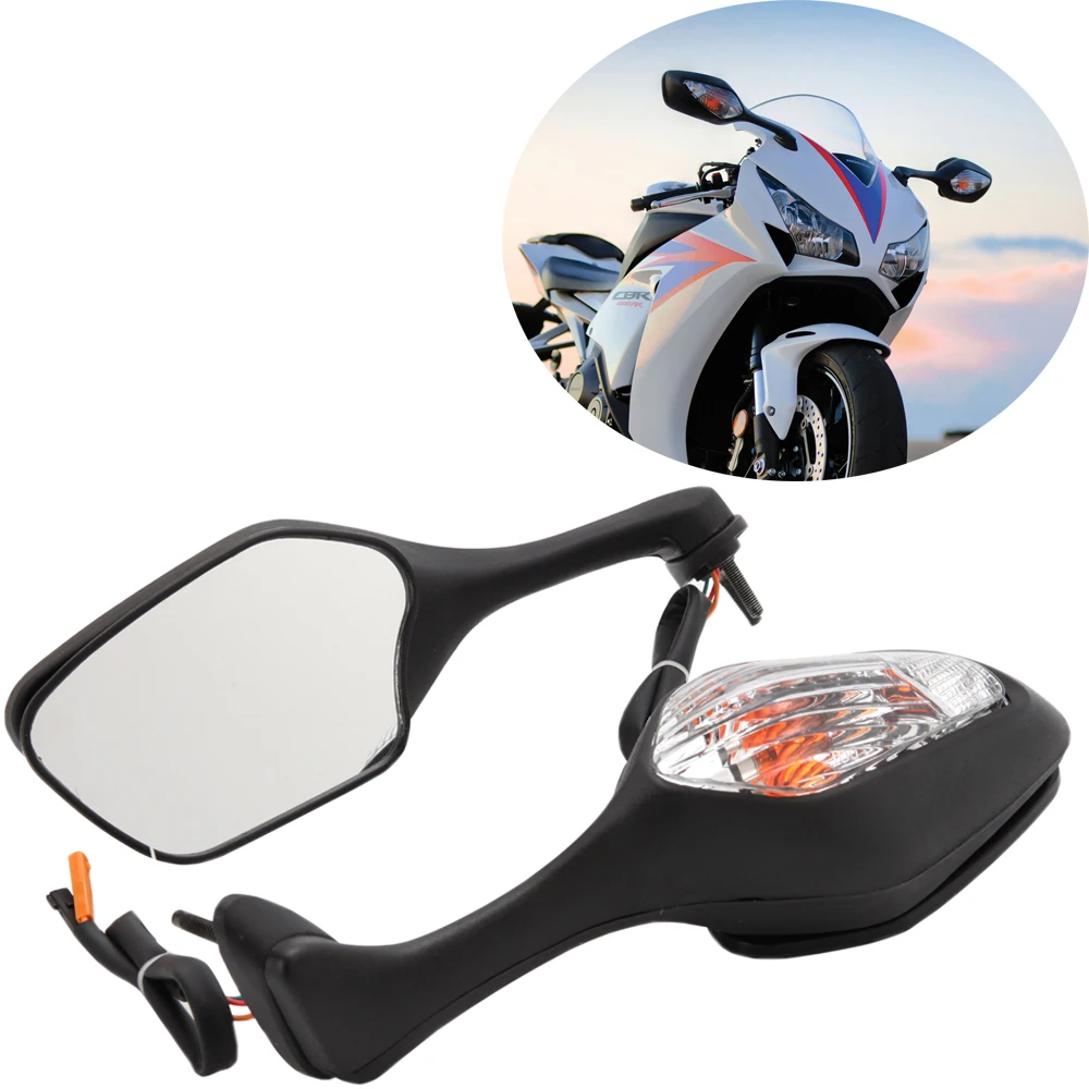 

Clear Black Motorcycle LED Integrated Turn Signal Side View Mirrors for Suzuki GSXR600/750 2006 2007 2008 2009 2010 Honda CBR