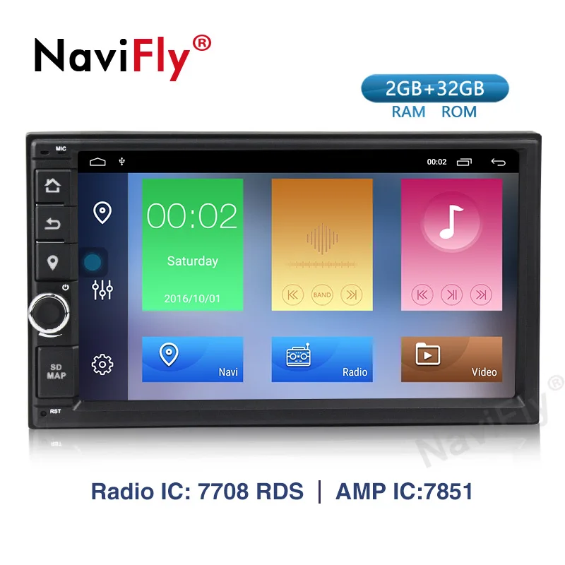 Excellent Navifly Car Multimedia Player 2 Din Android 9.1 Car Stereo Universal Car Radio DVD GPS HD BT  For Volkswagen Nissan Toyota kia 0