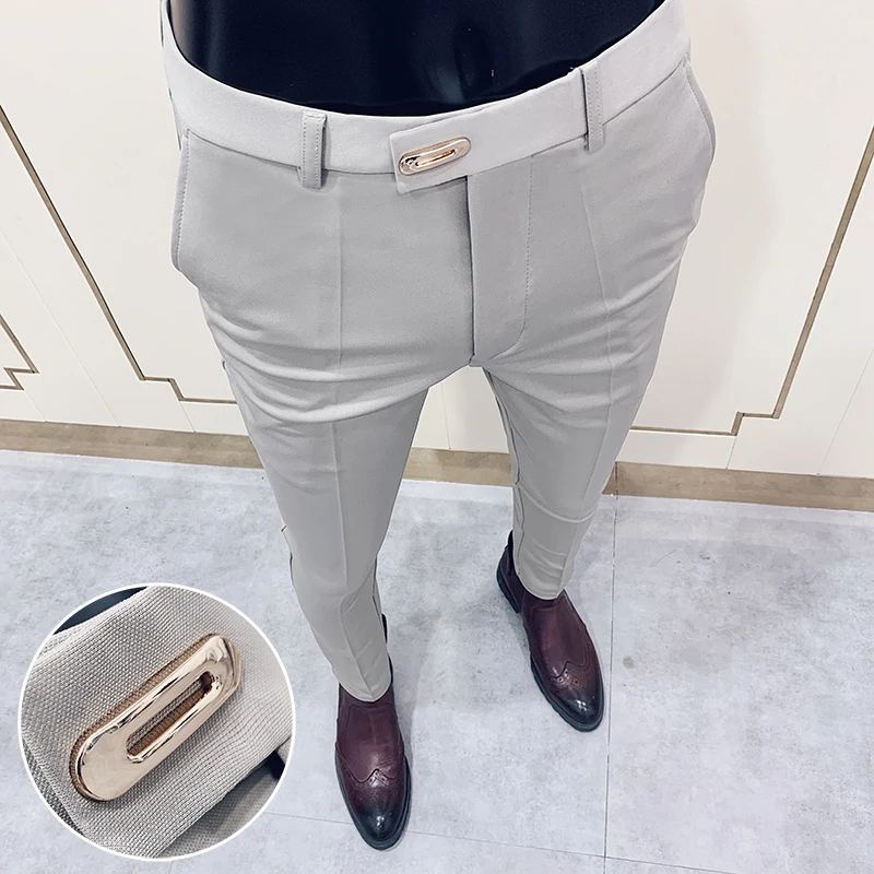 Pantalones de negocios informales para hombre, traje Formal, ajustadas coreanas, para oficina, boda, banquete, Club, primavera 2020