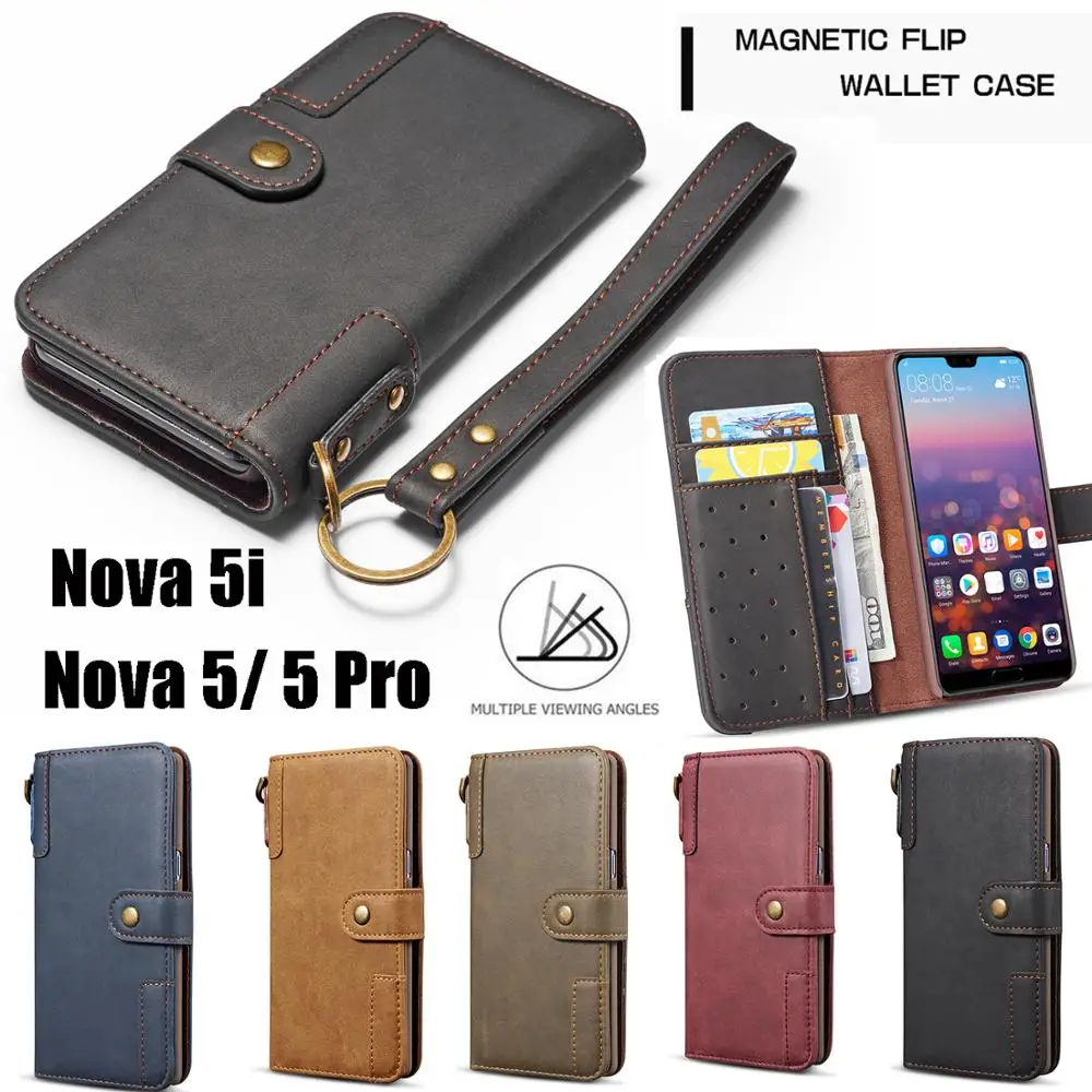 Классический чехол для huawei Nova 5i Nova 5 Pro Nova5 флип-чехол с кольцом для ключей Корова из натуральной кожи кошелек Чехол
