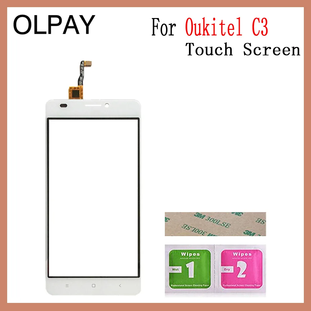 Oukitel C3 White Сенсорная панель мобильного телефона для Oukitel C3 C4 C5 C8 C9 C11 Pro Сенсорный экран дигитайзер сенсор внешняя стеклянная панель объектива - Цвет: Oukitel C3 White