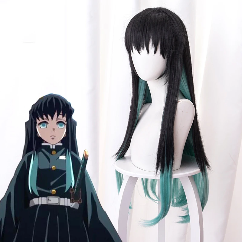 Devil's Blade Toshiicou Ichiro Xia Zhu черный градиент смешанный зеленый длинные волосы Cosply парик