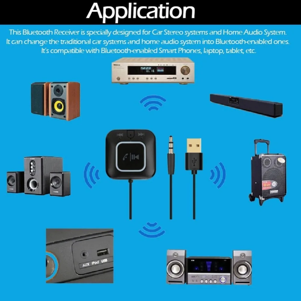 3,5 мм AUX аудио приемник беспроводной Bluetooth 4,0 приемники Handsfree адаптер Bluetooth автомобильный комплект