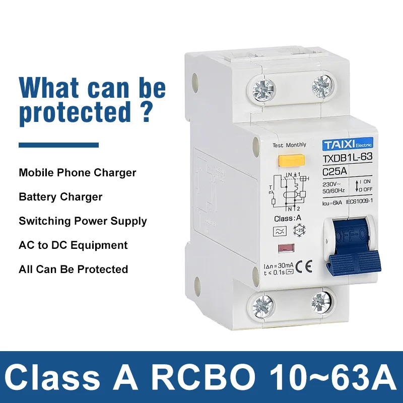 Advanced Residual Current Circuit Breaker with Short Circuit and Earth Leakage Protection (16A-63A Range)
