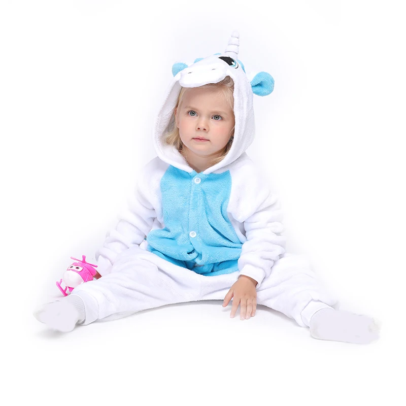 Дети Единорог Kigurumis Onesie Пижамный костюм, ночная рубашка Зимние Носки с рисунком для девочек и мальчиков Одежда для домашней вечеринки комбинезон для девочки; на лямках; детская одежда