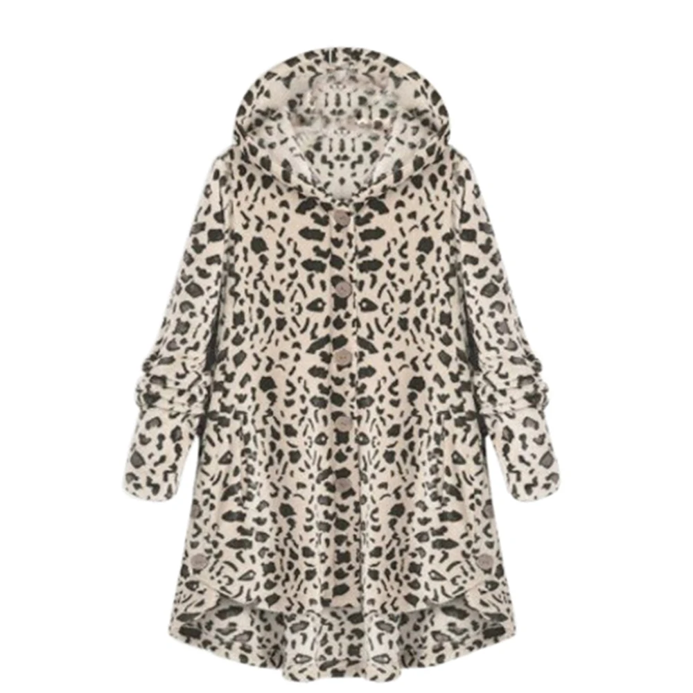 Женская однотонная куртка на пуговицах с длинным рукавом и капюшоном; мягкая теплая куртка; Новинка года; женская модная зимняя куртка из тонкого флиса; пальто с леопардовым принтом